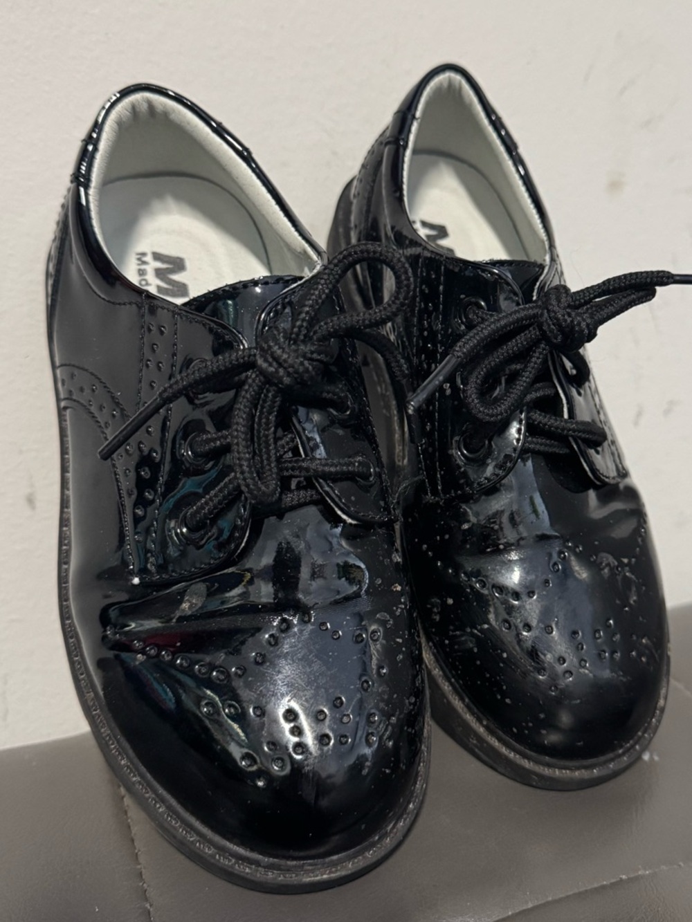 Black Patent Oxford Lace-Up Shoes